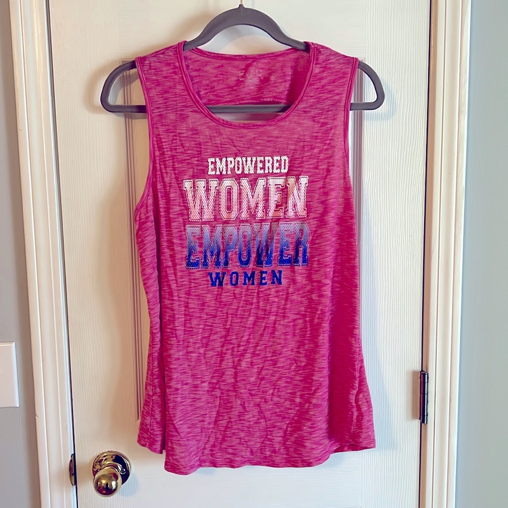 Empowered Women Tank Top Pink Open Back